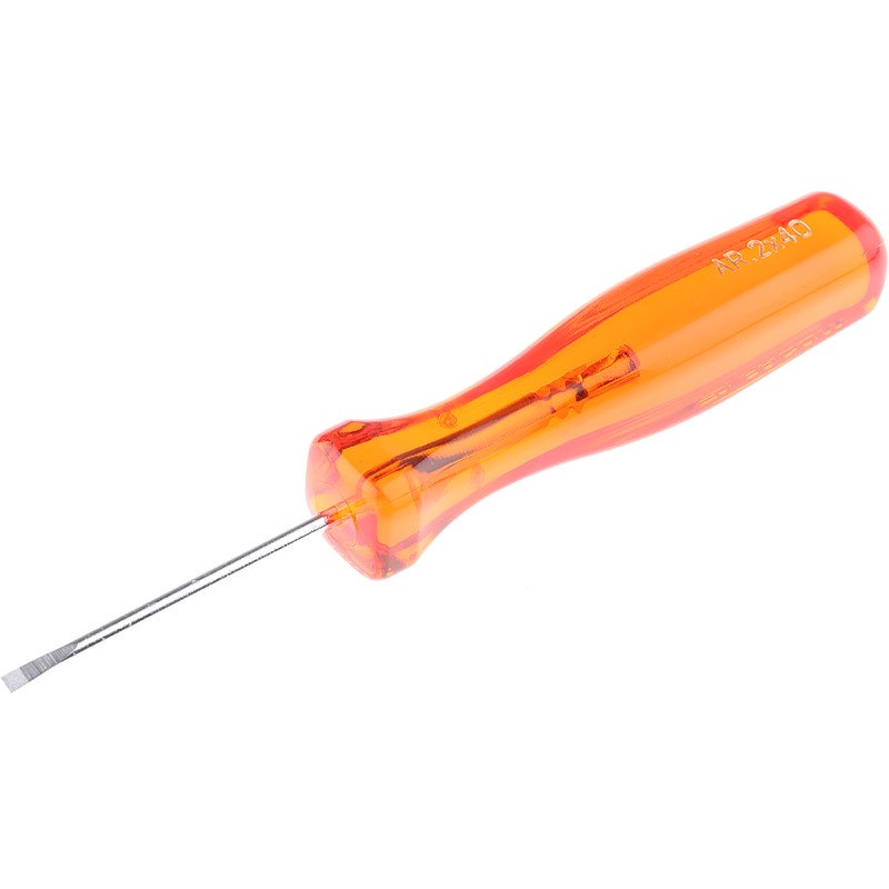 1 pcs - Facom Slotted Screwdriver, 2 x 0.4 mm Tip, 40 mm Blade, 110 mm Overall