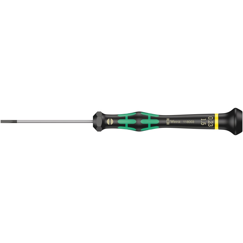 1 pcs - Wera Slotted Precision Screwdriver, 1.5 x 0.23 mm Tip, 60 mm Blade, 157 mm Overall