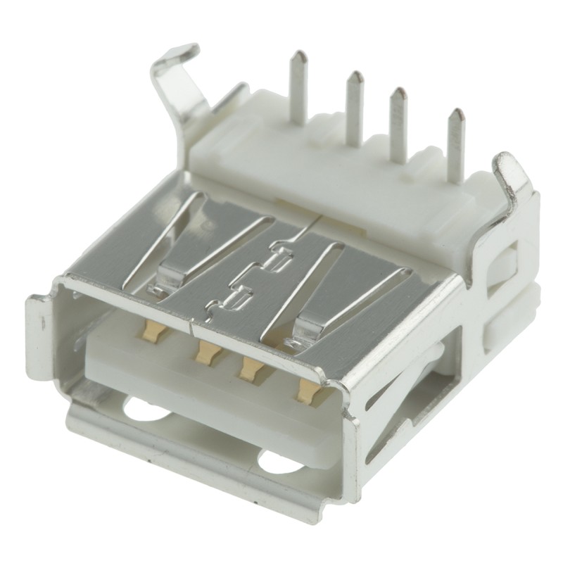 1920 pcs - TE Connectivity Right Angle, Through Hole, Socket Type A 2.0 USB Connector