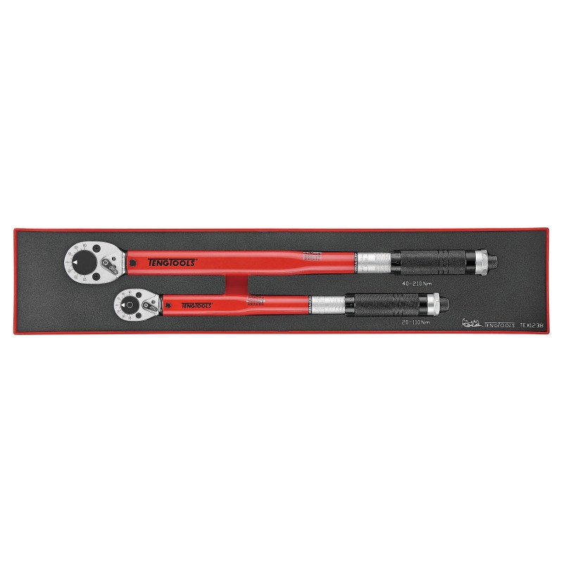 1 pcs - Teng Tools Click Torque Wrench, 20 - 110 Nm, 40 - 210 Nm, 1/2 in, 3/8 in Drive, Square Drive - RS