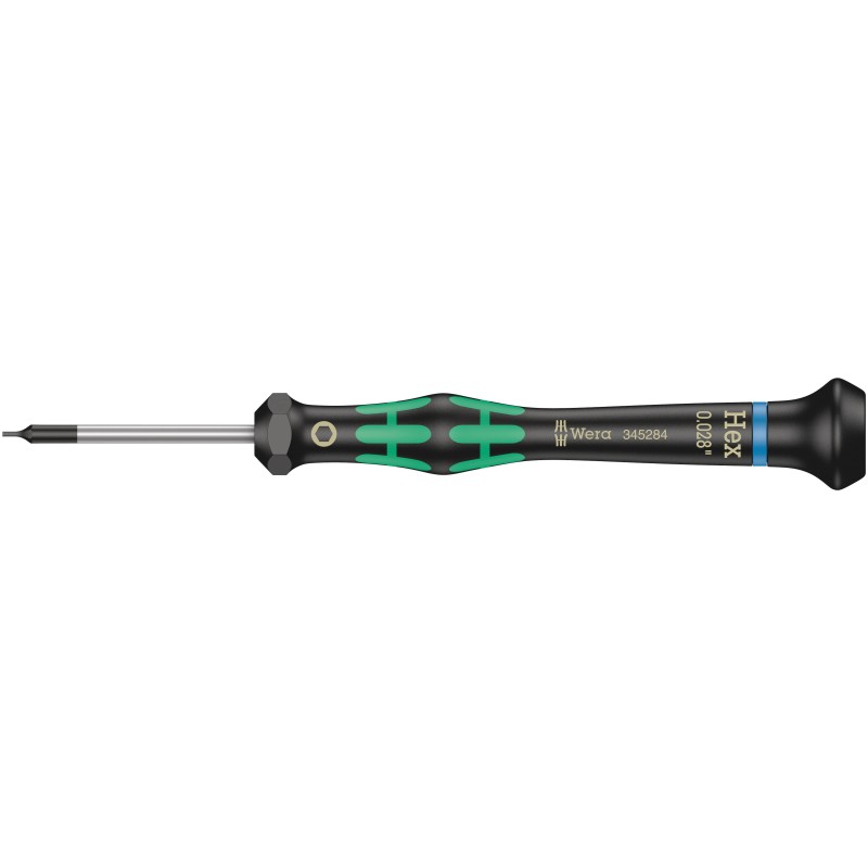 1 pcs - Wera Hexagon Precision Screwdriver, 0.028 in Tip, 40 mm Blade, 137 mm Overall
