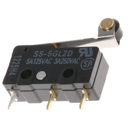 5 pcs - Omron Roller Lever Micro Switch, Through Hole Terminal, 5 A @ 125 V ac, SPDT, IP40