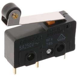 5 pcs - Omron Roller Lever Micro Switch, Through Hole Terminal, 5 A @ 125 V ac, SPDT, IP40