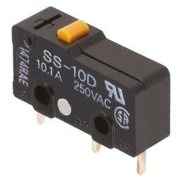 5 pcs - Omron Pin Plunger Micro Switch, Through Hole Terminal, 5 A @ 125 V ac, SPST, IP40