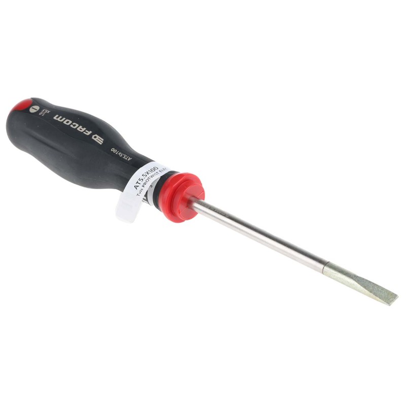 1 pcs - Facom Slotted Screwdriver, 5.5 x 1 mm Tip, 100 mm Blade, 209 mm Overall