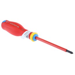 1 pcs - Facom Pozidriv Insulated Screwdriver, PZ1 Tip, 100 mm Blade, VDE/1000V, 209 mm Overall