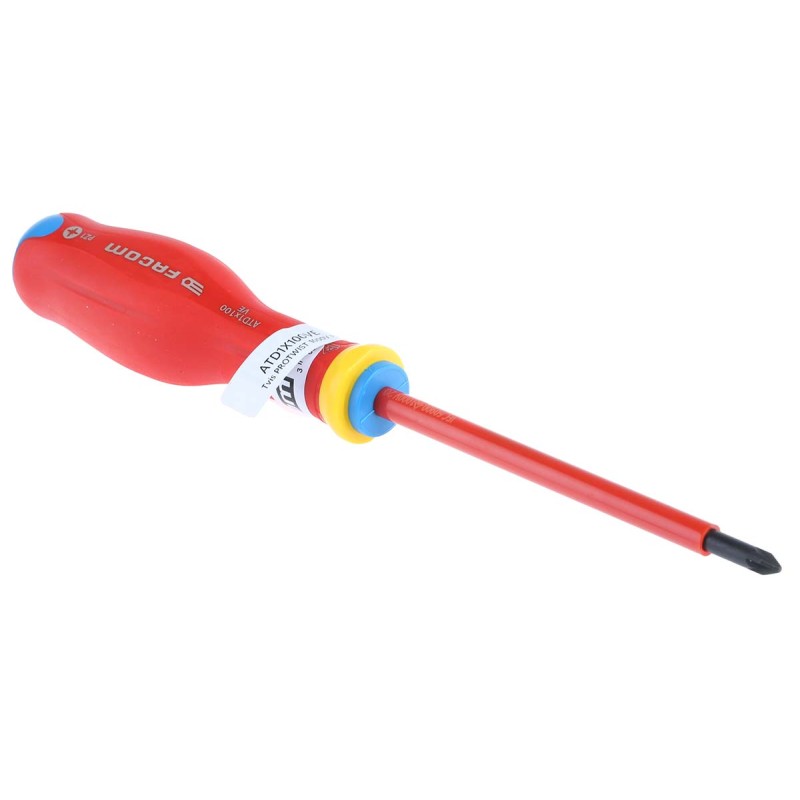 1 pcs - Facom Pozidriv Insulated Screwdriver, PZ1 Tip, 100 mm Blade, VDE/1000V, 209 mm Overall