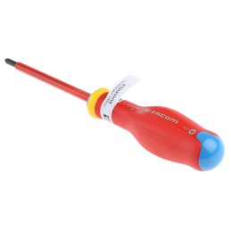 1 pcs - Facom Pozidriv Insulated Screwdriver, PZ1 Tip, 100 mm Blade, VDE/1000V, 209 mm Overall