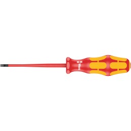 1 pcs - Wera Slotted Insulated Screwdriver, 4 mm Tip, 100 mm Blade, VDE/1000V, 198 mm Overall