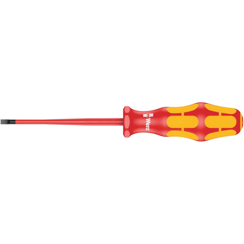 1 pcs - Wera Slotted Insulated Screwdriver, 4 mm Tip, 100 mm Blade, VDE/1000V, 198 mm Overall