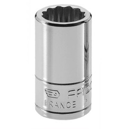 1 pcs - Facom 1/4 in Drive 13mm Standard Socket, 12 point, 22 mm Overall Length