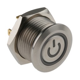 1 pcs - RS PRO Illuminated Push Button Switch, Momentary, Panel Mount, 16mm Cutout, SPST, Red LED, 36V dc, IP67