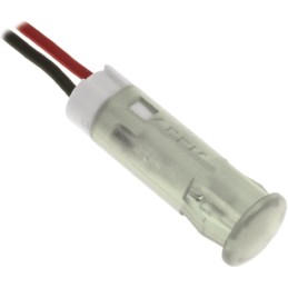 1 pcs - APEM White Panel Mount Indicator, 24V dc, 6mm Mounting Hole Size, Lead Wires Termination