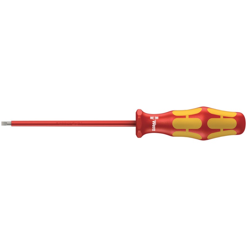1 pcs - Wera Slotted Insulated Screwdriver, 3 mm Tip, 100 mm Blade, VDE/1000V, 181 mm Overall