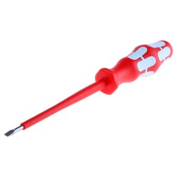 1 pcs - Wera Slotted Insulated Screwdriver, 3.5 x 0.6 mm Tip, 100 mm Blade, VDE/1000V, 161 mm Overall