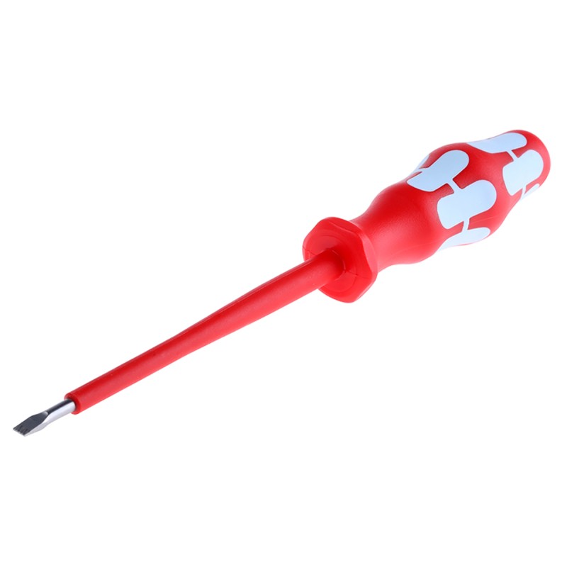 1 pcs - Wera Slotted Insulated Screwdriver, 3.5 x 0.6 mm Tip, 100 mm Blade, VDE/1000V, 161 mm Overall