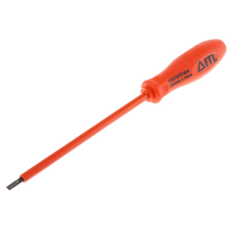 1 pcs - ITL Insulated Tools Ltd Slotted Insulated Screwdriver, 3 x 0.5 mm Tip, 100 mm Blade, VDE/1000V, 175 mm Overall