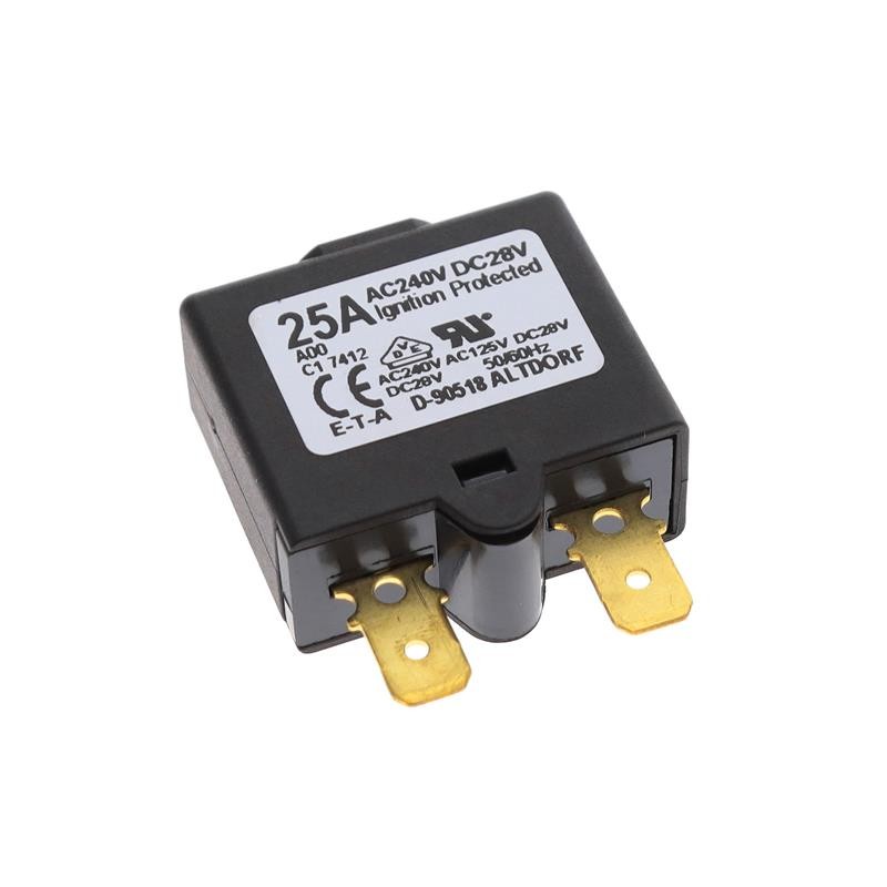 1 pcs : 1658-A00-00-P10-25A - CIR BRKR THRM 25A 240VAC 28VDC