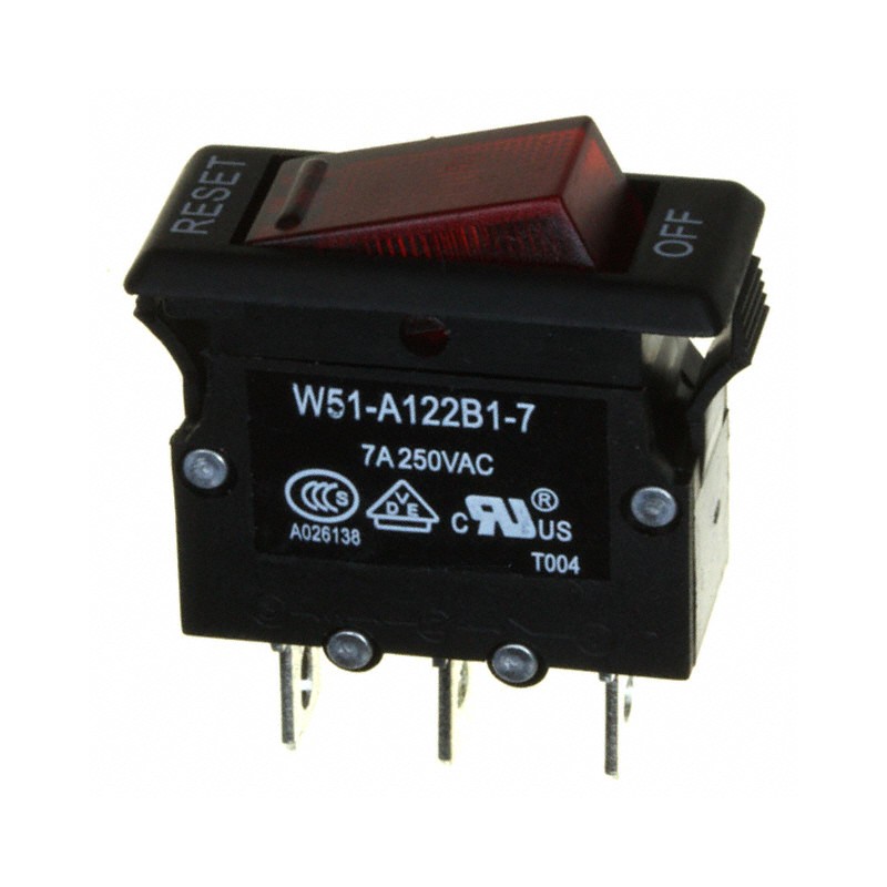 1 pcs : W51-A122B1-7 - CIR BRKR THRM 7A 250VAC 50VDC