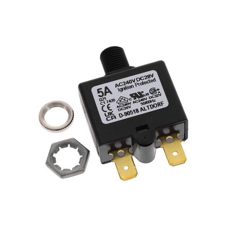 1 pcs : 1658-G21-02-P10-5A - CIR BRKR THRM 5A 240VAC/28VDC