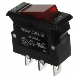 1 pcs : W51-A122B1-10 - CIR BRKR THRM 10A 250VAC 50VDC
