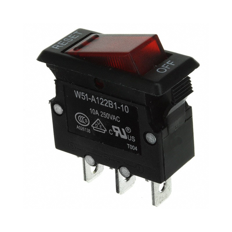 1 pcs : W51-A122B1-10 - CIR BRKR THRM 10A 250VAC 50VDC
