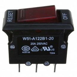 1 pcs : W51-A122B1-20 - CIR BRKR THRM 20A 250VAC 50VDC