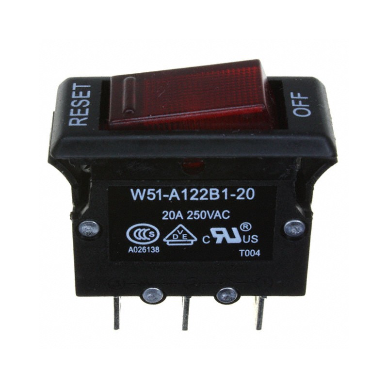 1 pcs : W51-A122B1-20 - CIR BRKR THRM 20A 250VAC 50VDC