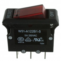 1 pcs : W51-A122B1-5 - CIR BRKR THRM 5A 250VAC 50VDC
