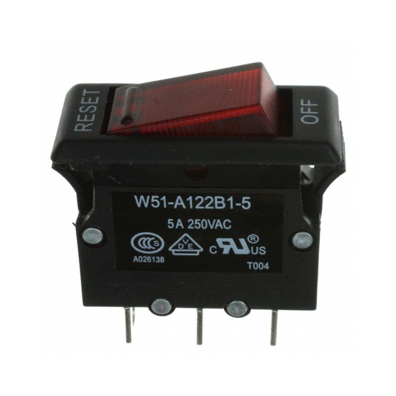 1 pcs : W51-A122B1-5 - CIR BRKR THRM 5A 250VAC 50VDC
