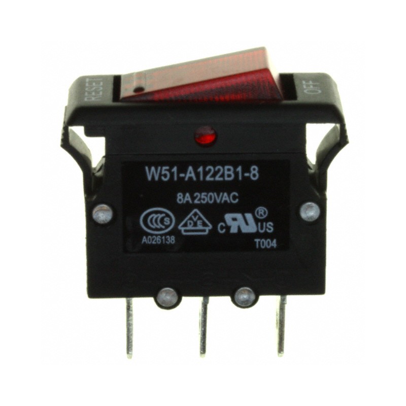 1 pcs : W51-A122B1-8 - CIR BRKR THRM 8A 250VAC 50VDC