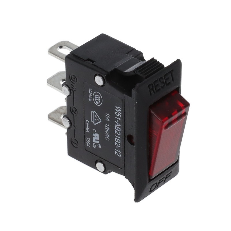 1 pcs : W51-AB21B2-12 - CIR BRKR THRM 12A 125VAC 50VDC