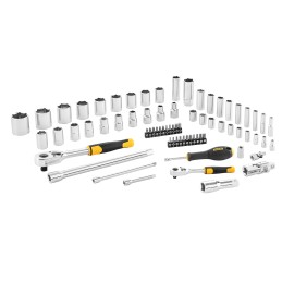 1 pcs - Stanley 72-Piece Metric 1/2 in, 1/4 in Deep Socket/Standard Socket/Bit Set with Ratchet, 6 point, Hex Bit, Phillips
