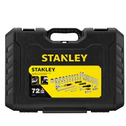 1 pcs - Stanley 72-Piece Metric 1/2 in, 1/4 in Deep Socket/Standard Socket/Bit Set with Ratchet, 6 point, Hex Bit, Phillips