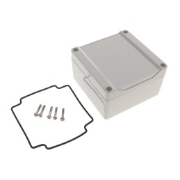 1 pcs : 1555LGY - Box Polycarbonate (PC) Gray Hand Held, Cover Included 4.134' L x 4.134' W (105.00mm x 105.00mm) X 2.366' (60.1