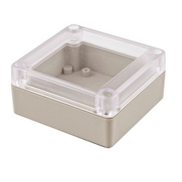 1 pcs : RP1055C - Box Polycarbonate (PC) Gray, Clear Cover/Door Cover Included 3.410' L x 3.210' W (86.61mm x 81.53mm) X 1.570' 