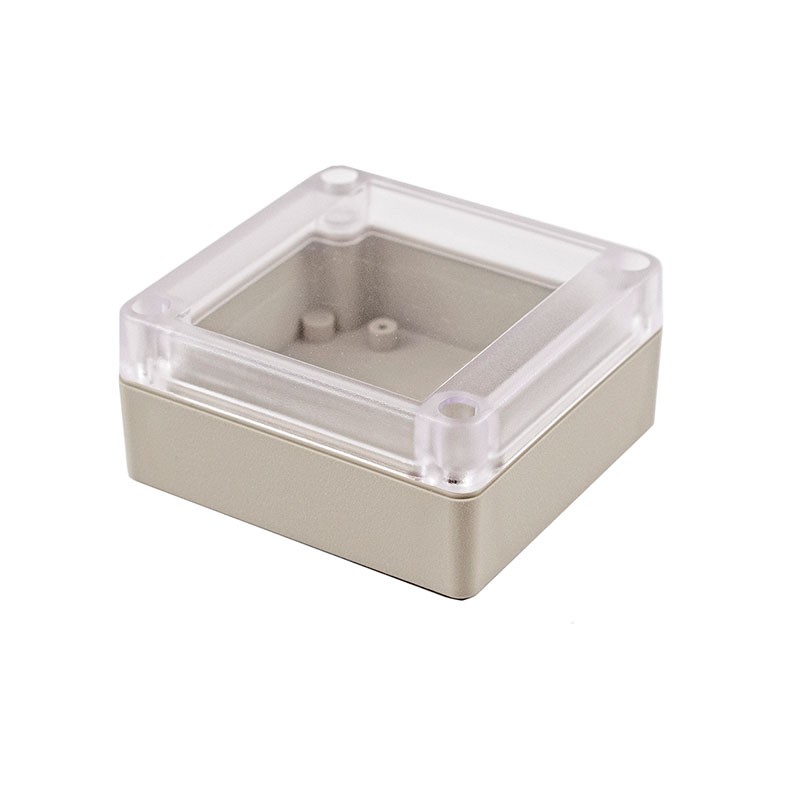 1 pcs : RP1055C - Box Polycarbonate (PC) Gray, Clear Cover/Door Cover Included 3.410' L x 3.210' W (86.61mm x 81.53mm) X 1.570' 