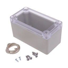 1 pcs : RP1045C - Box Polycarbonate (PC) Gray, Clear Cover/Door Cover Included 3.740' L x 1.970' W (95.00mm x 50.04mm) X 1.970' 