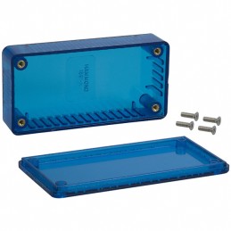 1 pcs : 1591ATBU - Box Polycarbonate (PC) Translucent - Blue Cover Included 3.937' L x 1.969' W (100.00mm x 50.00mm) X 0.977' (2