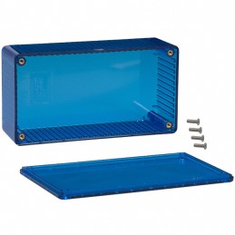 1 pcs : 1591DTBU - Box Polycarbonate (PC) Translucent - Blue Cover Included 5.906' L x 3.150' W (150.01mm x 80.01mm) X 1.969' (5