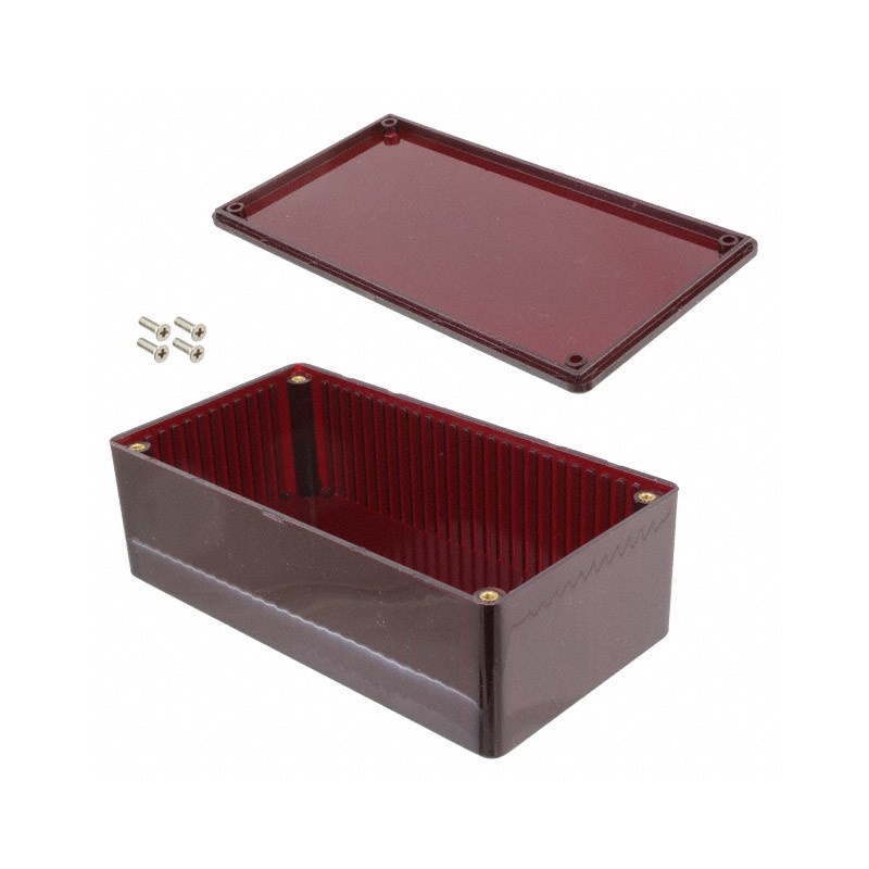 1 pcs : 1591DTRD - Box Polycarbonate (PC) Translucent - Red Cover Included 5.906' L x 3.150' W (150.01mm x 80.01mm) X 1.969' (50