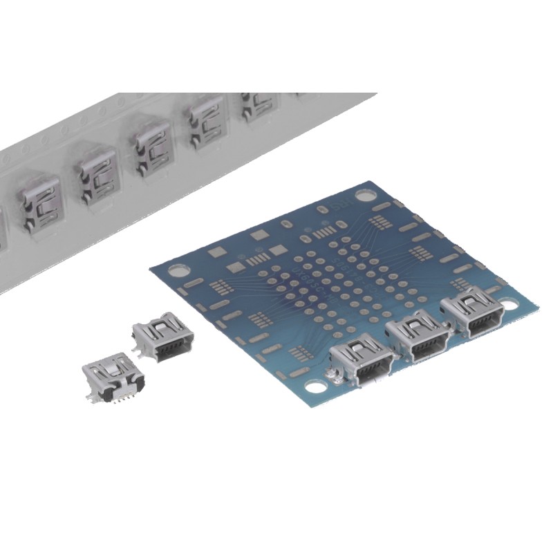 1500 pcs - Hirose Right Angle, SMT, Socket Type Mini B 2.0 USB Connector