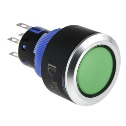 20 pcs - RS PRO Illuminated Push Button Switch, Momentary, Panel Mount, 22.2mm Cutout, DPDT, Green LED, 250V ac, IP65
