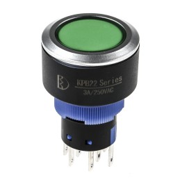 20 pcs - RS PRO Illuminated Push Button Switch, Momentary, Panel Mount, 22.2mm Cutout, DPDT, Green LED, 250V ac, IP65