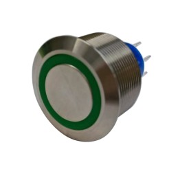 20 pcs - RS PRO Illuminated Push Button Switch, Panel Mount, 25.2mm Cutout, DPDT, Green LED, 250V ac, IP67