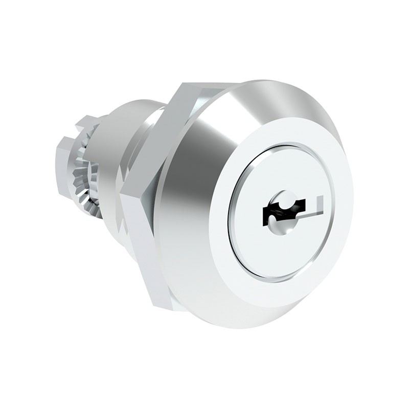 1 pcs : 063110100 - Cam Lock Square (Rounded Corners) - 20.20mm Cutout Panel Mount Zamak, Chrome Plated