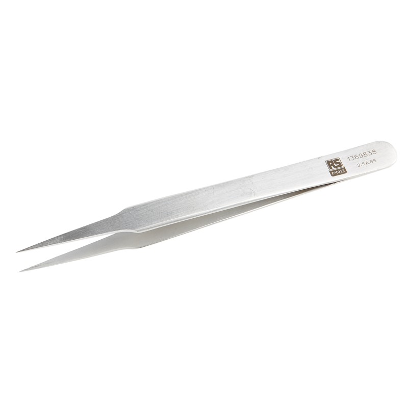 1 pcs - RS PRO 120 mm, Stainless Steel, Flat, Tweezers