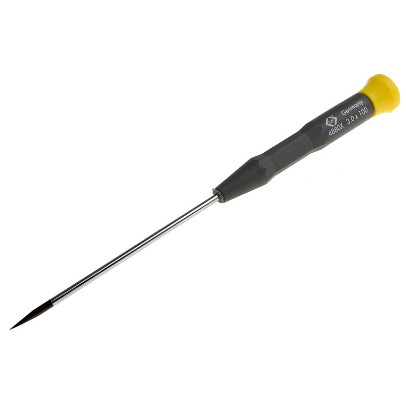 1 pcs - CK Slotted Precision Screwdriver, 3 mm Tip, 100 mm Blade, 197 mm Overall