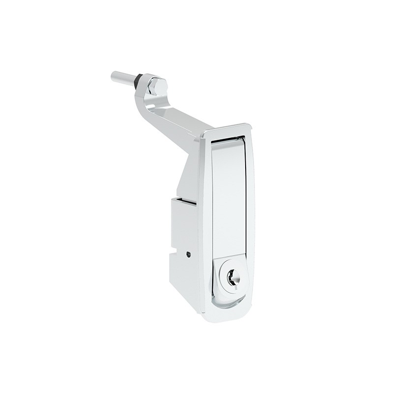 1 pcs : 1771105 - Compression Lock Rectangular - 86.00mm x 25.00mm Cutout Screw Holes, Back Zamak, Chrome Plated