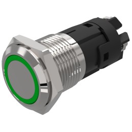 1 pcs - EAO 82 Series Illuminated Illuminated Push Button Switch, Momentary, Panel Mount, 16mm Cutout, SPDT, Green LED, 24V,